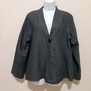 Cheyenne Green Linen Lagenlook Blazer Size Large